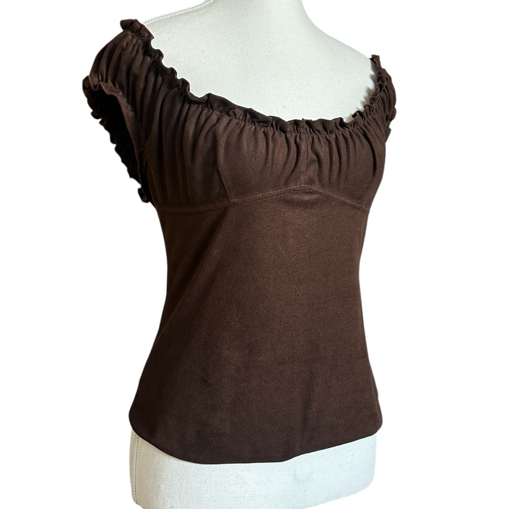 vintage y2k off the shoulder suede top
